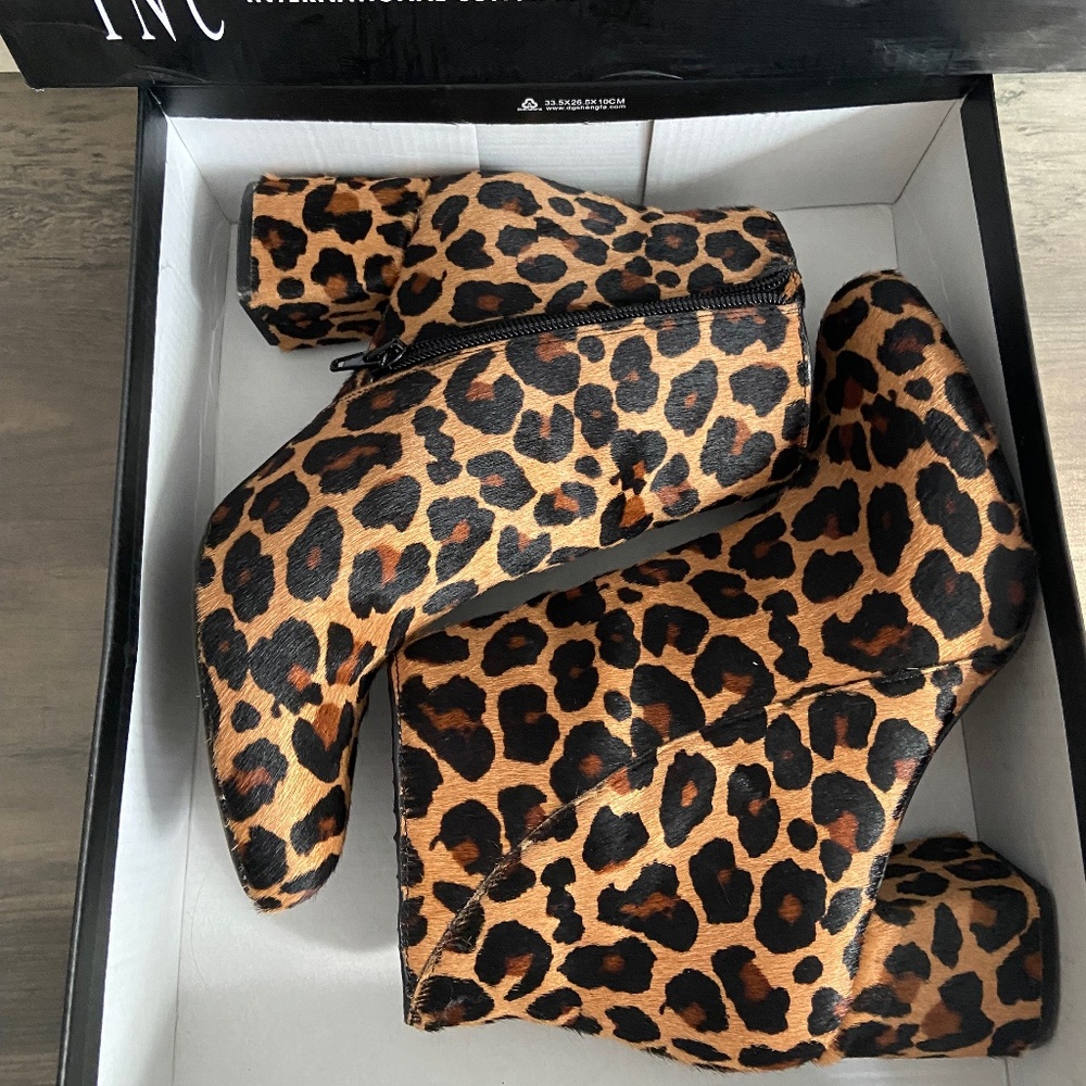 Women’s Inc Floriann Block Heel Leopard Print Boo… - image 7